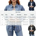 thumbnail image 3 of Jean Jackets for Women Trendy Button Up Denim Shirt Jacket Long Sleeve Split Casual Loose Fit Fashion Clothes with Pockets (L, Dark Blue), 3 of 6