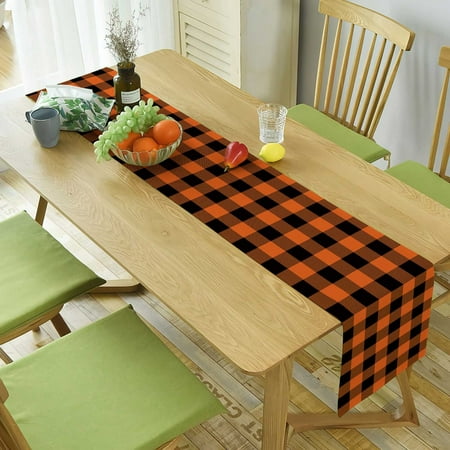 

QYY Table Flag Orange And Black Stripes Check Home Decoration Table Flag Linen Print Living Room Table Table Table Decorative Tablecloth