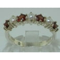 thumbnail image 3 of LBG 18k White Gold Cultured Pearl & Garnet Womans Eternity Ring - Size 5, 3 of 6