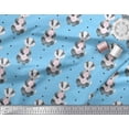 thumbnail image 3 of Soimoi Blue Moss Georgette Fabric Dots & Raccoon Animal Print Fabric by Yard 44 Inch Wide, 3 of 3