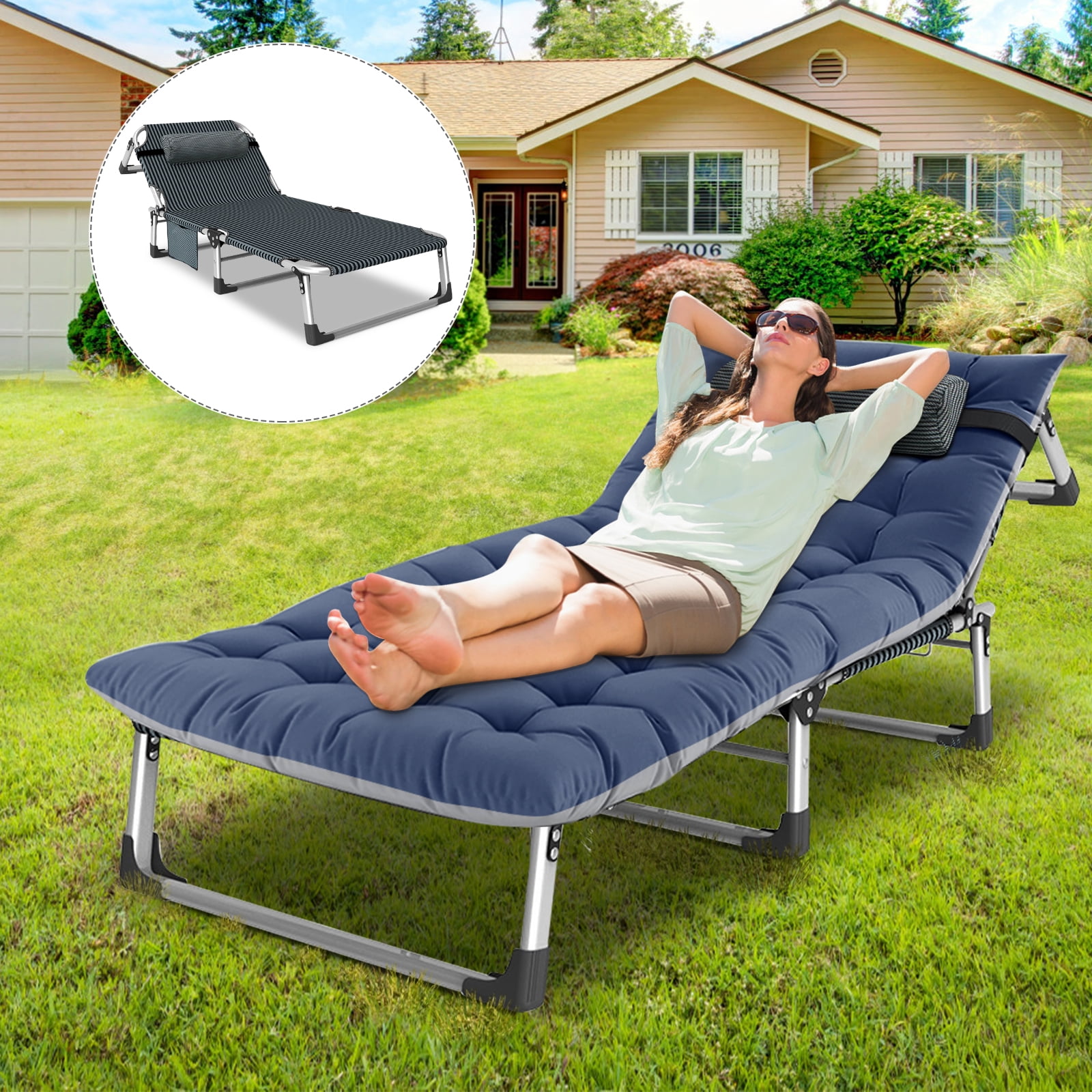 Docred 4Fold Sleeping Cots for Adults, Folding Chaise Lounge Chairs