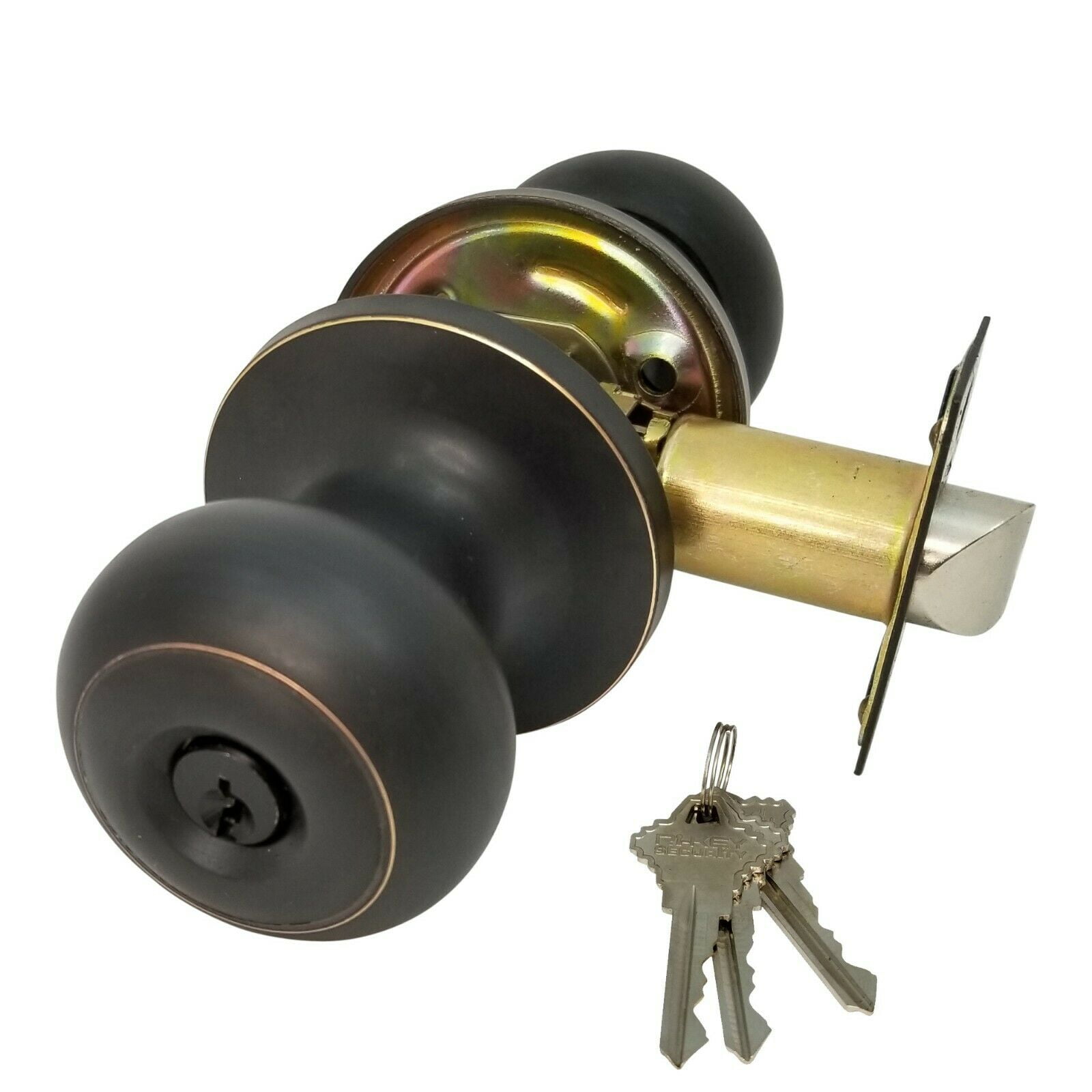 High Quality Door Knob Lock Entry Keyed Cylinder 3 Key Exterior Interior Sc1 ORB