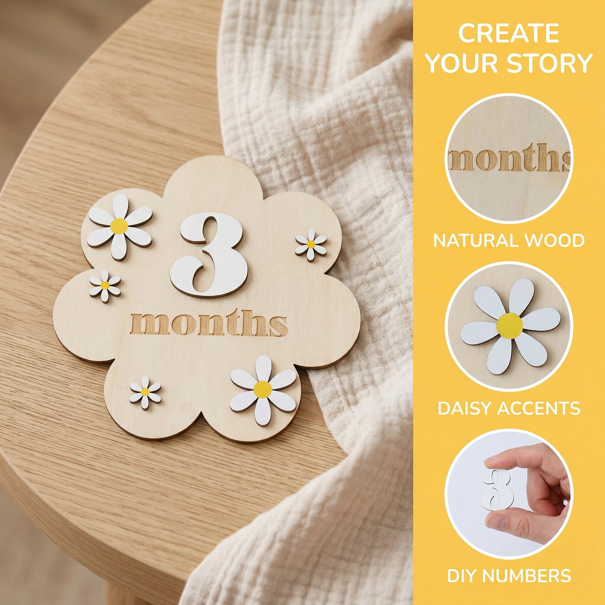 Unique Bargains Wooden Flower Wall Art Decor Layered Floral Wood Sign White 6.3in