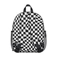 thumbnail image 3 of Black and White Checkered Backpack Backpack for School,Cute School Bag,Schoolbag with Adjustable Shoulder Straps & Padded Back,13.8"x11.4"x6", 3 of 6