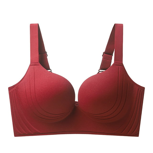 Virmaxy Soutien-Gorge Quotidien Uni pour Femmes, Soutien-Gorge à Bonnets Pleins Réglable, Lingerie Anti-Affaissement, Couverture Complète, Respirant, Rouge-1 TTTG