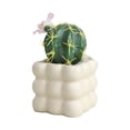 thumbnail image 2 of Adornos De Cerámica Cactus artificial en maceta con flores blancas, planta suculenta falsa para escritorio, mesa y decoración del hogar (1 unidad) JASKFLY, 2 of 8