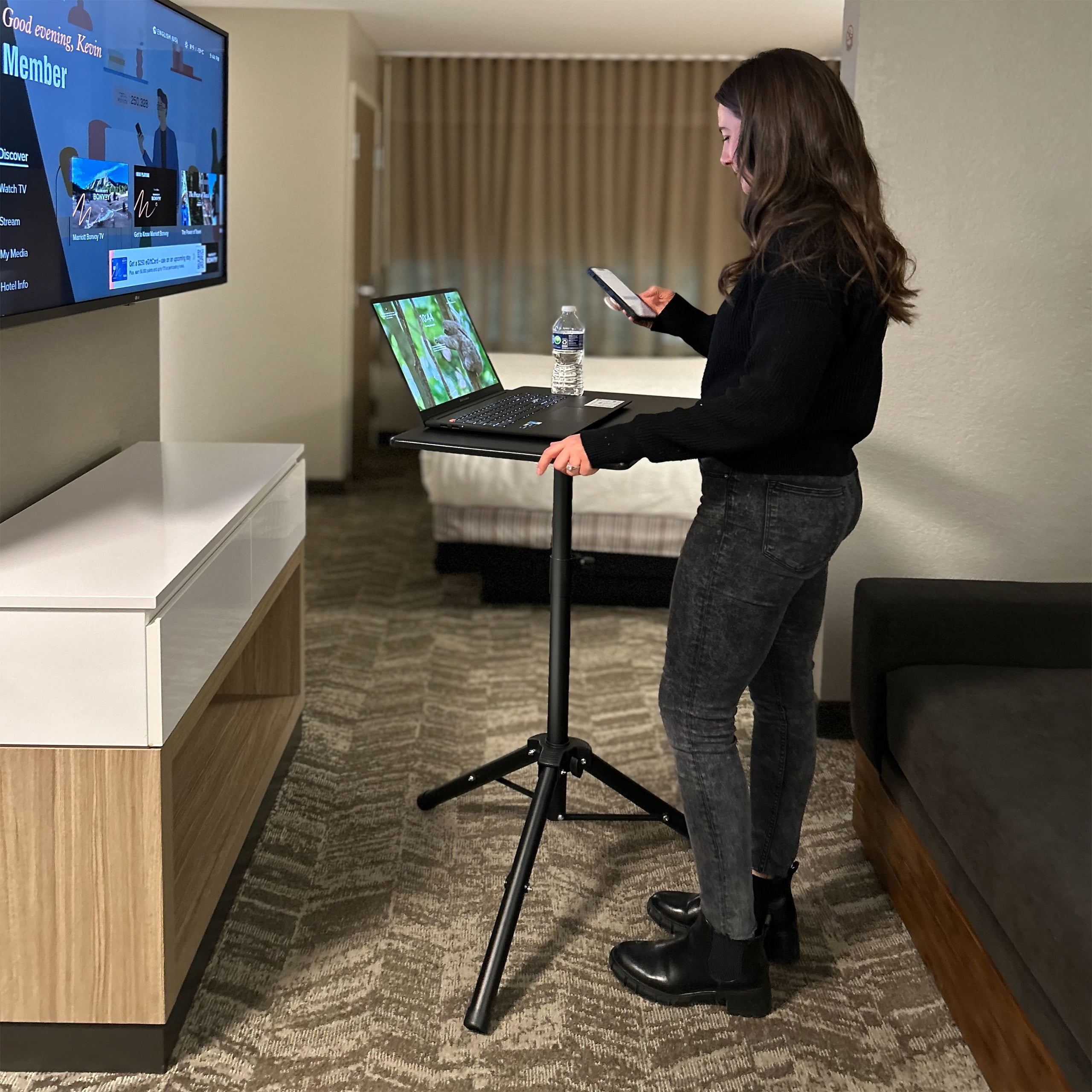 Victor Portable Adjustable Tripod Desk – Mobile Standing Desk, Height Adjustment (30.5" to 45") for Laptops, Projectors, and More – Compact, Lightweight & Stable for Home, Office, or Classroom