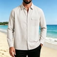 thumbnail image 2 of Lmueinov Long Sleeve Shirts for Men Solid Collared Loose Fit Button Up Tops with Pocket Lightweight Button Down Casual Office Outdoor Outfits, 2 of 4