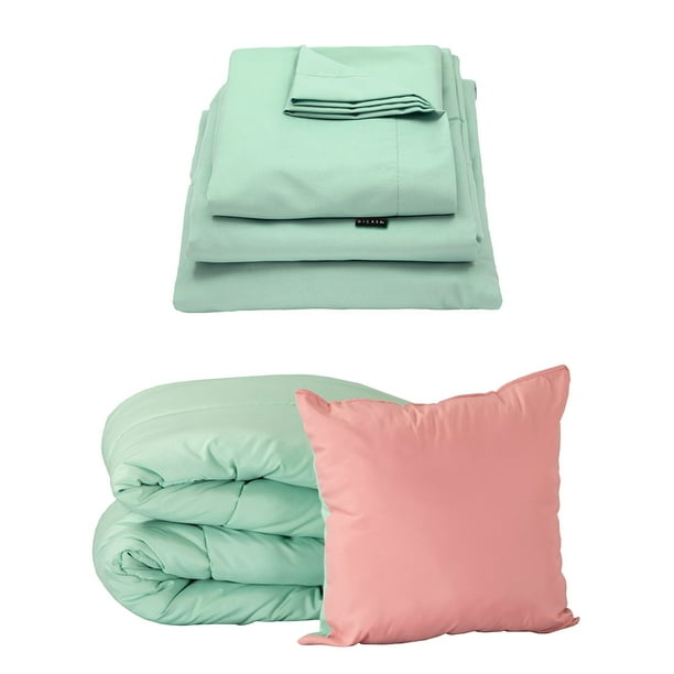 Set de Edredon Doble Vista Individual Couzy Menta + Sabanas Softy