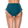thumbnail image 4 of Women's High Waisted Bikini Bottoms Tie Side Tummy Control Swimsuit Full Coverage Swimwear Ruched Shorts Briefs Dark Green S, 4 of 4