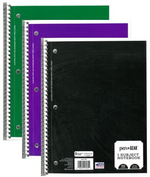 (3 Pack) Pen + Gear 1 Subject 70 Sheets Notebook, Wide Ruled