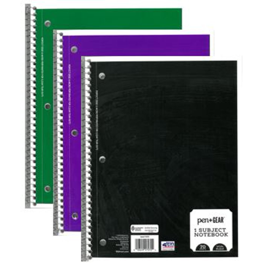 3 Pack Pen+Gear 1 Subject 70 Sheets Notebook, Wide Ruled
