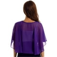 thumbnail image 2 of Zaldita Women's Chiffon Sheer Shrug Cropped Bolero Cardigan Evening Cape Wrap Dress Cover Up Purple One Size, 2 of 7