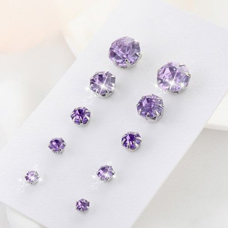 KABOER 5Pairs/ Set Exquisite Crystal Elegant Wedding Diamond Stud Earrings Set Charm Simple Women Silver Zircon Earring Sets Jewelry Accessories Gifts