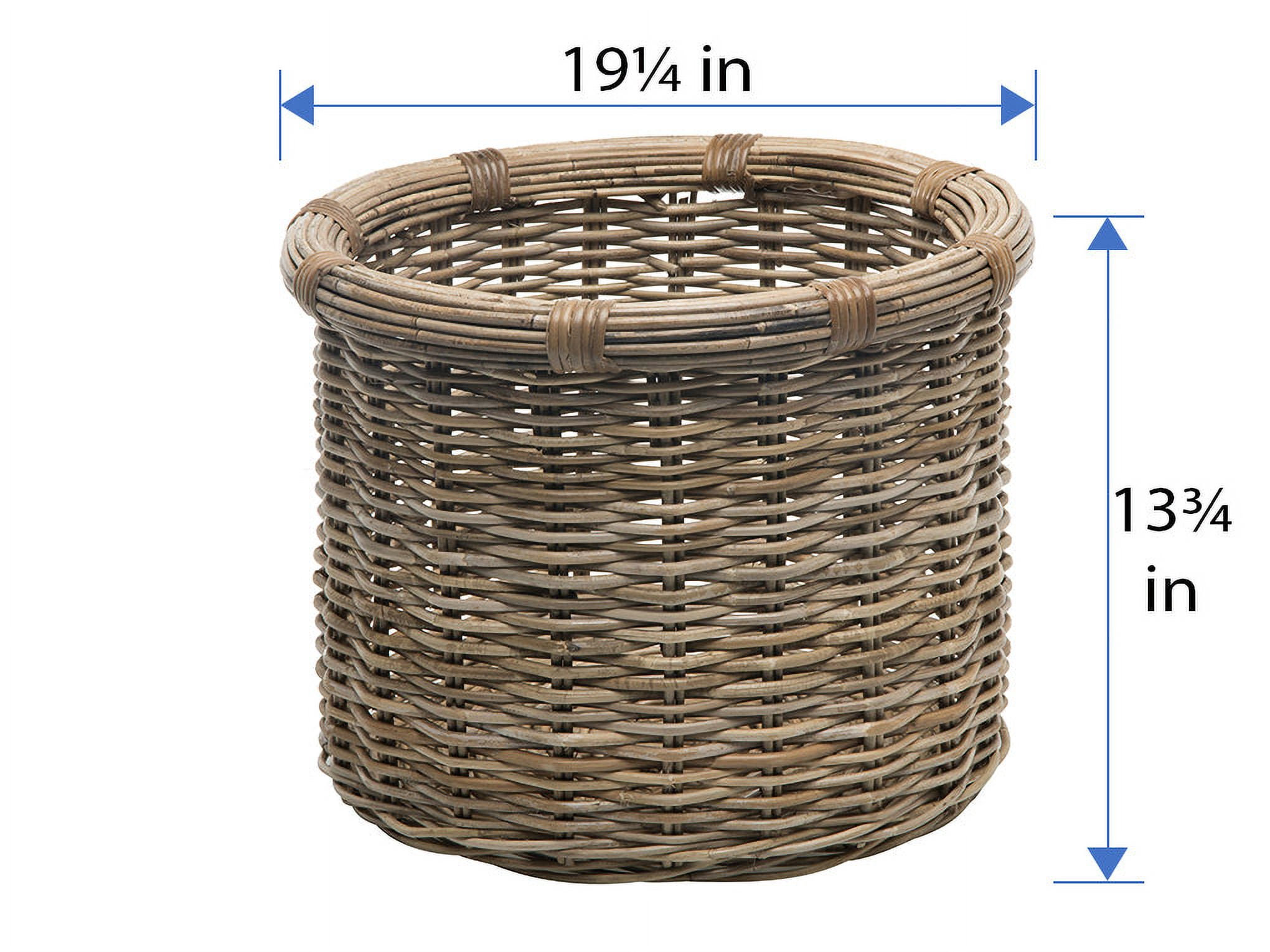 Kouboo Handwoven Rattan Round Storage Log Basket, Organizer, Planter Gray-Brown