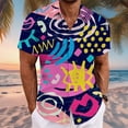 thumbnail image 2 of Bainana Mardi Gras Summer T-Shirt For Men Fashion Print Short Sleeve Lapel Collar Tops Stylish Comfortable Men'S Carnival Festival Party Outfits Multicolour Size Xxxxl, 2 of 4