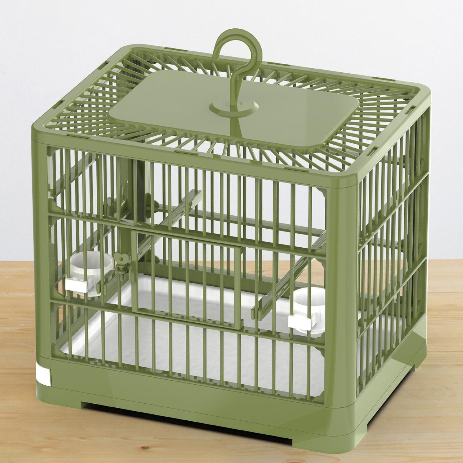 Gazechimp Bird Cage, Portable Birdcage with Standing Pole, Pets Accessories ,Folding Parrot Nest Parrot Travel Cage for Indoor Outdoor green