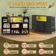 thumbnail image 4 of Dresser TV Stand for 45/50/55 Inch TV Entertainment Center with LED Lights & Charging Station 8 Fabric Drawers & Open Shelves for Living Room Hallway Wood Top, 4 of 8