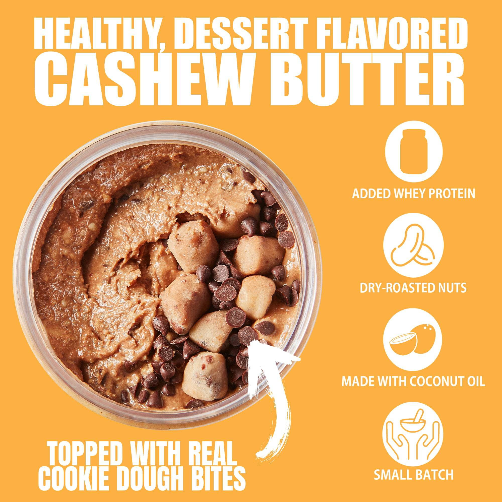 (6 pack) Fit Butters Chocolate Chip Cookie Dough Cashew Butter, 16 oz