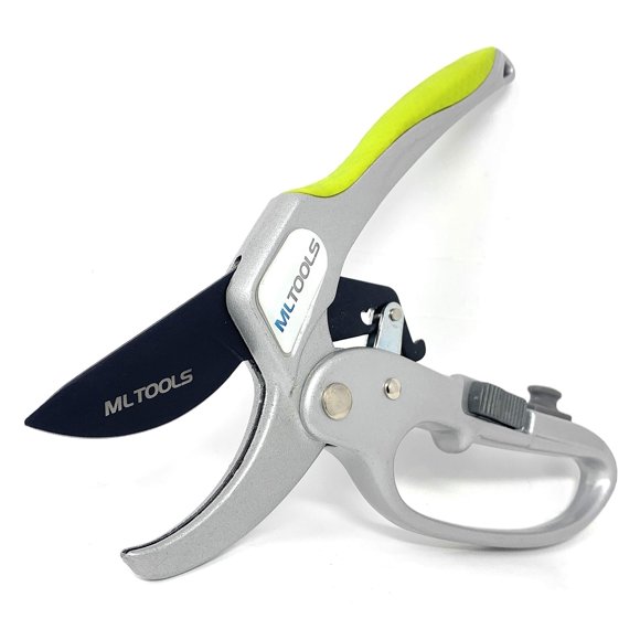 MLTOOLS Ciseaux de Taille à Cliquet - Ciseaux en Enclume 8 Pouces pour Mains Faibles - Loppage Robuste - Faible Effort de Coupe - Prise Facile et Confortable - 8231