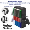 thumbnail image 3 of Video Game Storage Stand Tower for PS5/ PS4/ PS3/ Xbox Series S & X/Xbox one Game, with 4 Hooks Game Controller Headphone Holder Stand, 3 of 8
