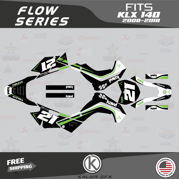 Kalair GFX Graphics Kit for Kawasaki KLX140 (2008-2018) Flow Series