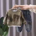 thumbnail image 2 of Baby Boy Outfits Toddler Winter Warm Long Sleeve Fashion Sweatshirt Trousers Set Baby Boy Clothes Khaki 4 Years-5 Years, 2 of 6