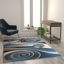 Flash Furniture Coterie Rectangular Contemporary Beige, Blue Area Rug, 5' x 7'