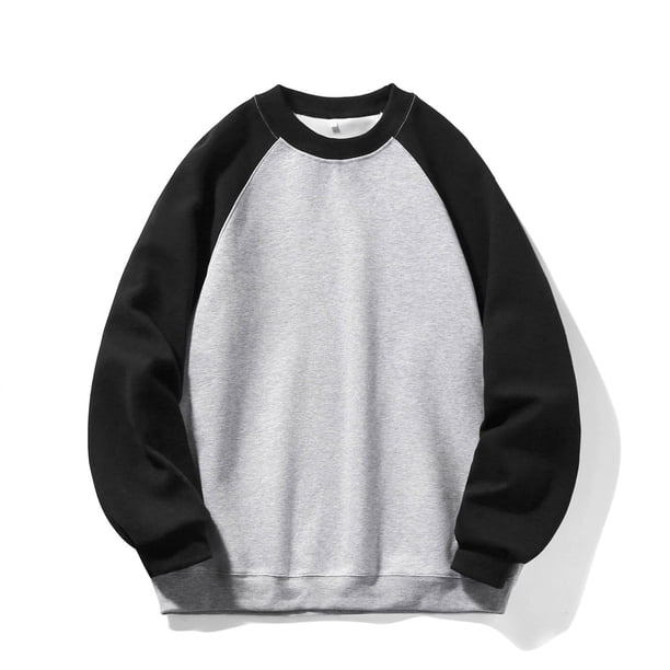 Blusas y camisas de manga larga con cuello redondo y detalles deportivos para hombre, sudadera con cuello redondo y manga larga, sudadera con capucha lisa, blusa de algodón para hombre