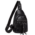thumbnail image 2 of Jierger Women Chest Bag Sling Bag Small Crossbody PU Leather Satchel Daypack Fashion Shoulder Strap for Traveling, 𝒕𝒓𝒆𝒌𝒌𝒊𝒏𝒈, Camping, 𝑹𝒐𝒗𝒆𝒓 Sling Daypack Black, 2 of 6