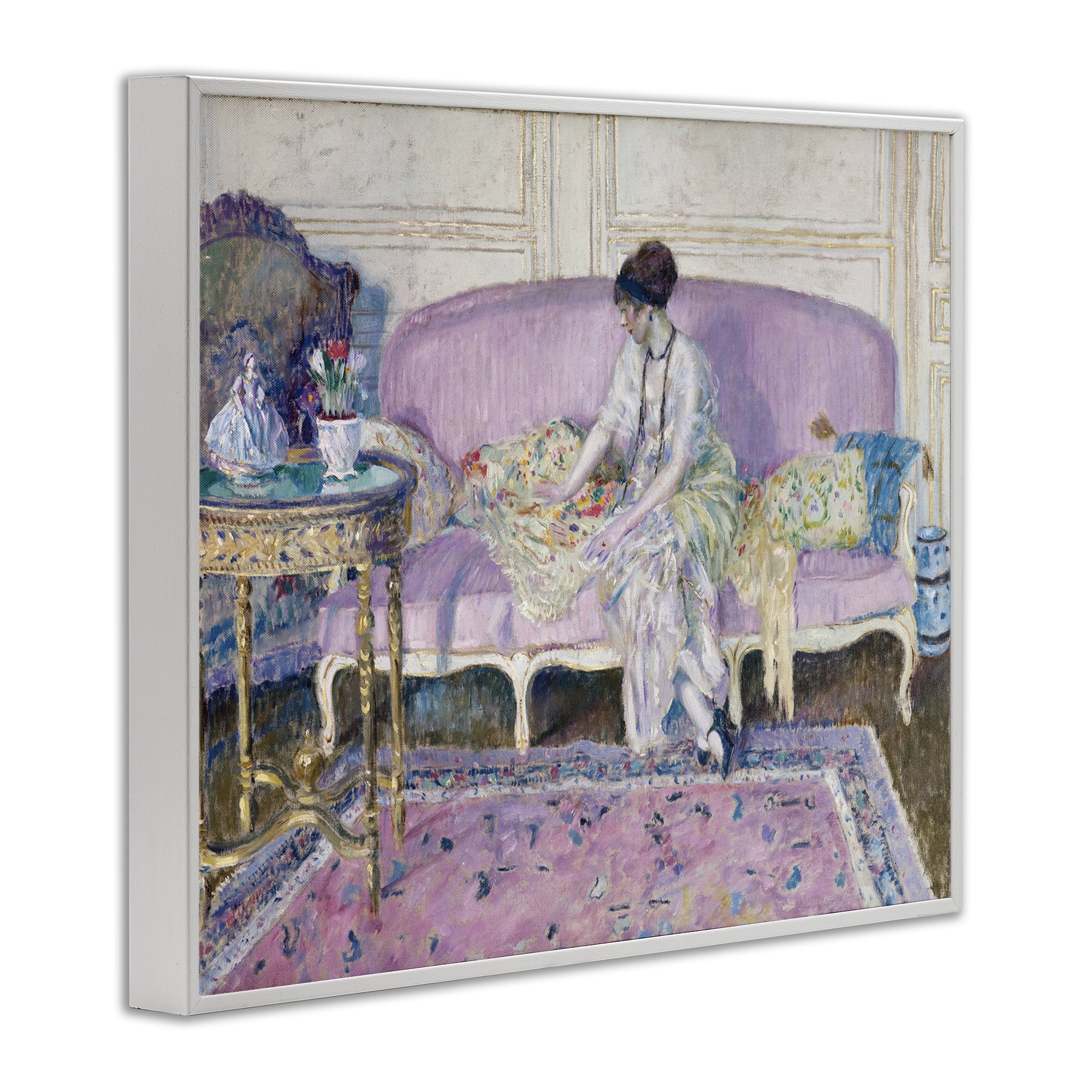 Woman Seated on Sofa White Framed Giclee Art, design by Wild Apple Portfolio