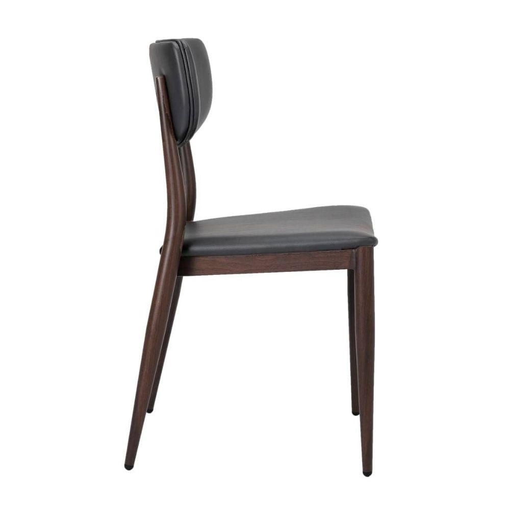 Sammy PU Faux Leather Dining Chair in Grey with Metal Black Frame, Side Dining Chair, Armless Chair Set 2