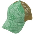 thumbnail image 3 of C.C Ponytail Criss Cross Messy Buns Ponycaps Baseball Cap Dad Trucker Mesh Hat (Distressed Bandana Paisley Pale Mint), 3 of 3