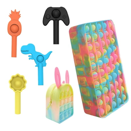 Spring hue Pop Fidget Toys It Pencil Pen Case, Sensory Silicone Popitsfidgets Push Bubble Its for Kids