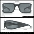 thumbnail image 3 of Womens Trendy Curved Wrap Around Rectangle Thick Temple Plastic Sunglasses All Black, 3 of 8
