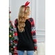 thumbnail image 2 of ABPHQTO Top de mujer negro con estampado de letras navideñas y rayas de leopardo en bloque de color, 2 of 5