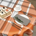 thumbnail image 5 of Autumn Orange Tablecloth Round 60 Inch, Thanksgiving Check Orange Black Plaid Polyester Circle Table Cloth Wrinkle Stain Resistant Washable Table Cover for Kitchen Dining Room Party Picnic, 5 of 6