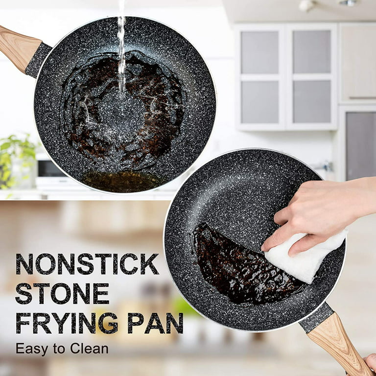 Pots and Pans Set Nonstick Kitchen Cookware Sets with Black Granite Coating Non  Toxic Cookware Set Induction Compatible 12 Pcs 