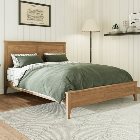Harper & Bright Designs Classic King Size Platform Bed with Headboard and Footboard, Retro King Wooden Bedframe for Bedroom, Seadrift