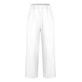 thumbnail image 5 of Summer Pants for Women Daily Elastic Waist Workout Trousers Solid Long Pants Loose Casual Pockets Trousers Casual Petite for Women Work Wind Girls Yoga Womens Lined White S, 5 of 5