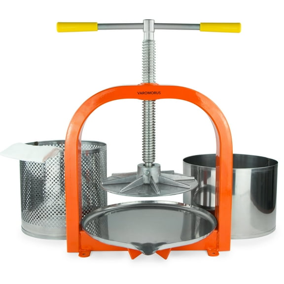 Varomorus Stainless Steel Wine Fruit Press for Apple, Grape, Berries, Honey, Manual Crusher Juice Maker (10L / 2.6 Gal)