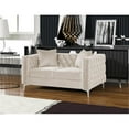 thumbnail image 6 of Pemberly Row Chesterfield Button Tufted Velvet Fabric Modern Loveseat-Beige, 6 of 6