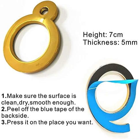 10 Pack Mailbox Numbers 0-9, 2.76 Inch High, Door Address Numbers Stickers for Apartment, House, Room, Office, Cars, Trucks, Gold Plating Process Number Sign