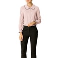thumbnail image 2 of DARING DIVA Women's Peter Pan Collar Ruffle Long Sleeve Shirt XL Pink, 2 of 7