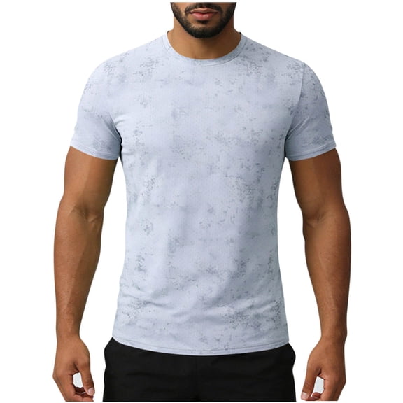GUZOM Mens Performance Quick Dry T Shirt Nylon Spandex Moisture Wicking Athletic Casual Crewneck Regular Fit White,Size 3XL