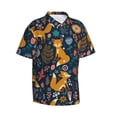 thumbnail image 2 of Fotbe Colorful Fox Hawaiian Shirt for Men Unisex Summer Beach Casual Short Sleeve Cotton Linen Button Down Shirts-Large, 2 of 9