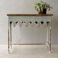 thumbnail image 4 of Creative Co-Op Metal Scalloped Edge Table with Wood Top, Distressed Zinc, 4 of 4
