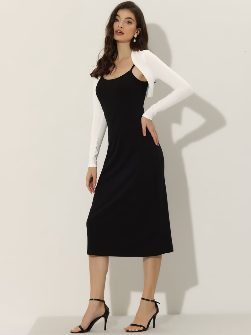 black shrug for dress Daring Diva Elegant Solid Color Bolero XS S White, Women's, Size: Small Color:Dark Taupe Off-White A-line Midi Wedding doll pattern sleeveless dress
