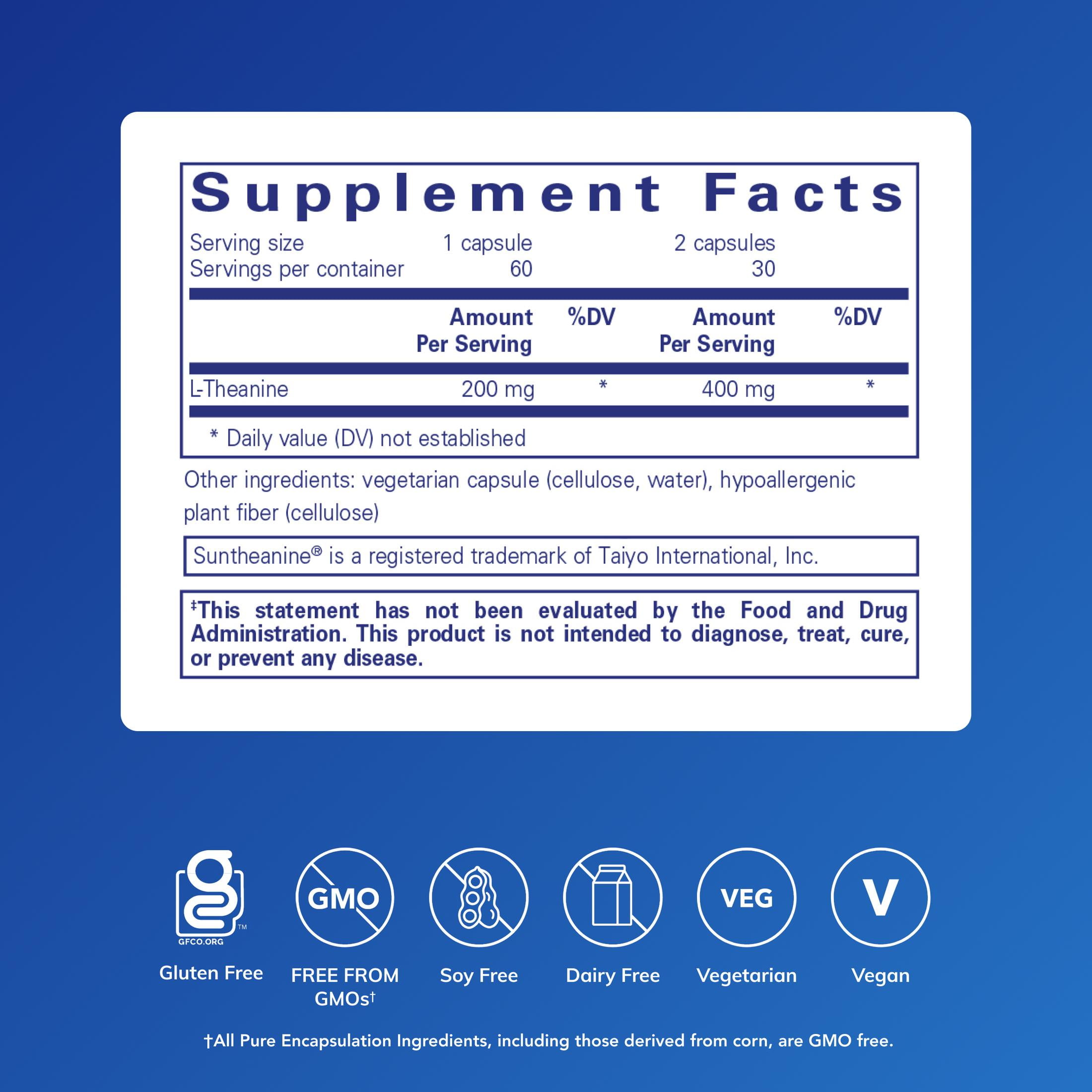Pure Encapsulations L-Theanine - Amino Acid Supplement to Support Relaxation, Stress & Nervous System* - 60 Capsules