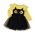 thumbnail image 3 of Vividxx Girl Halloween Dress Toddler Long Sleeve Cartoon Print Mesh Tutu Dress Party Outfit for Kids 5-6 Years, 3 of 9